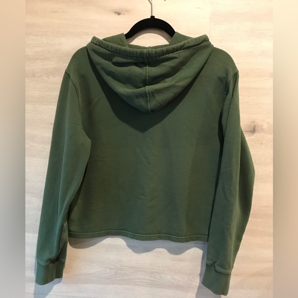 Calvin Klein Jeans Hoodie Cropped Sweatshirt Green - Picture 3 of 5